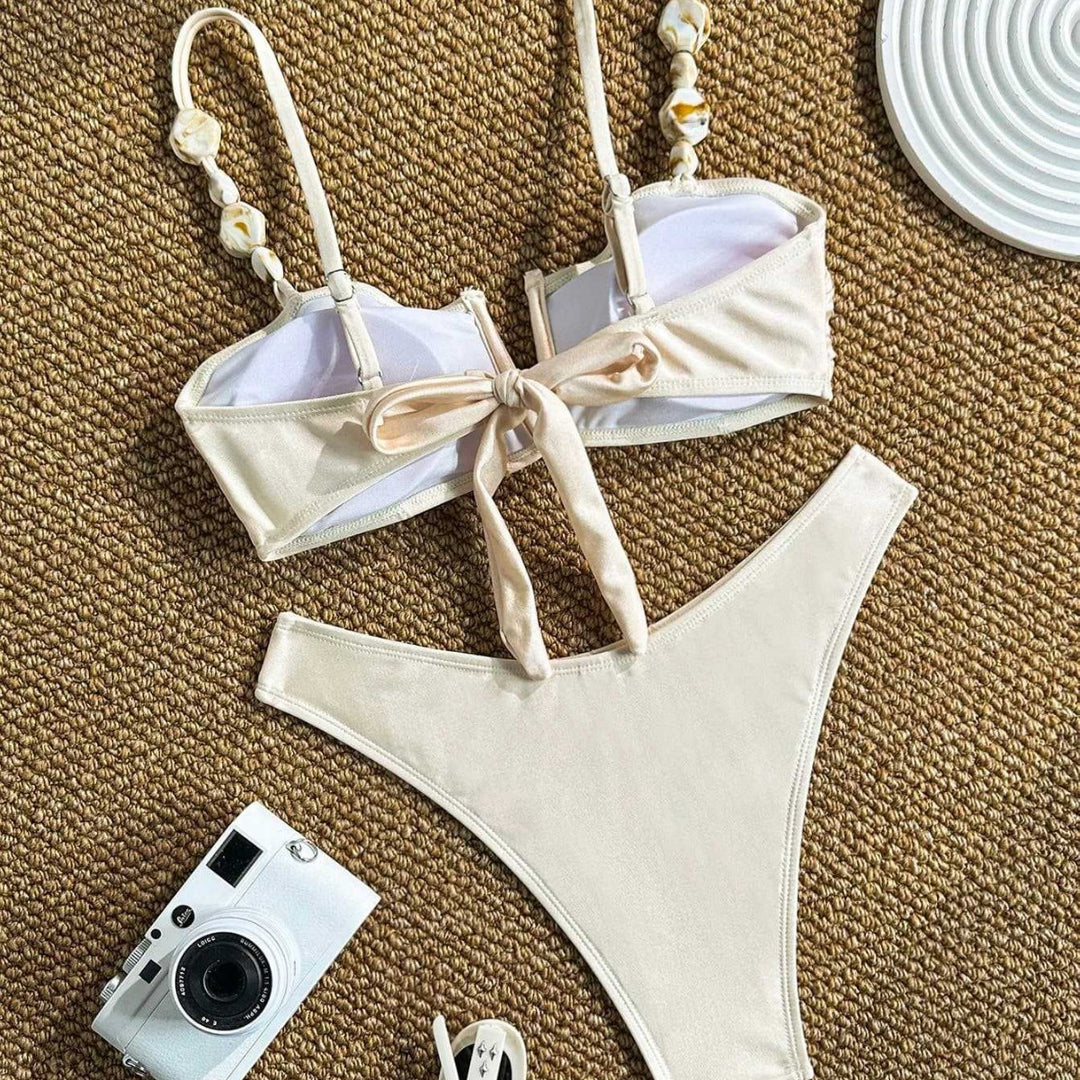 Damen Bikini mit Raffungen und dekorativen Trägern Drune