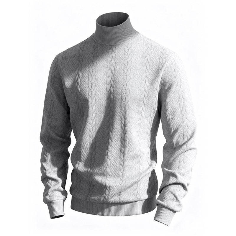Herren Grobstrick-Rollkragenpullover mit Zopfmuster und gerippten Bündchen Drune