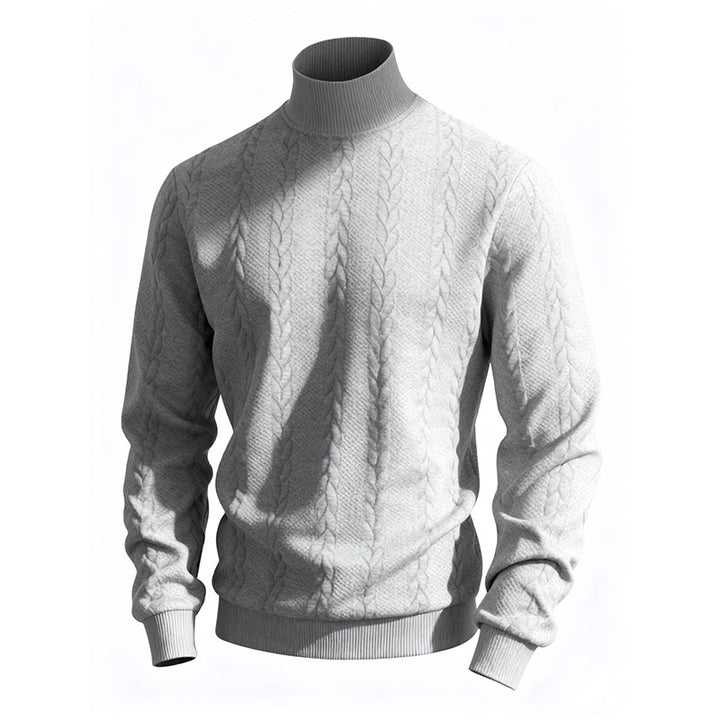 Herren Grobstrick-Rollkragenpullover mit Zopfmuster und gerippten Bündchen Drune
