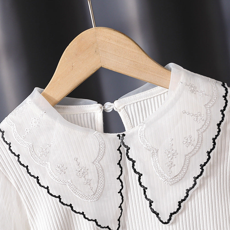 Damen gemütliches Sweatshirt mit transparenten Puffärmeln Drune