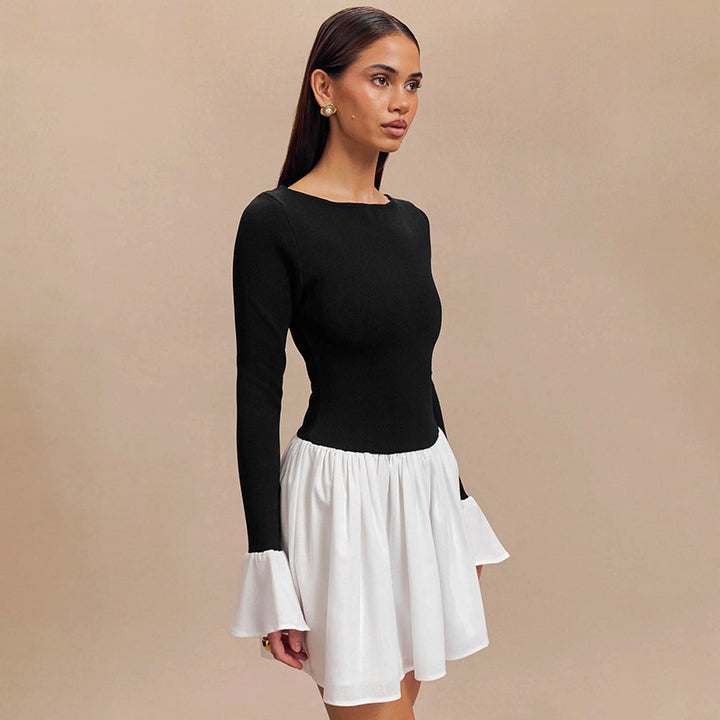 Damen Modisches Kleid mit kontrastierendem Rock Drune