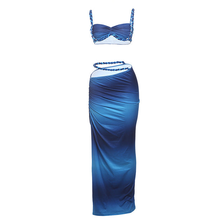 Damen Oberteil und Maxi Rock Set Drune