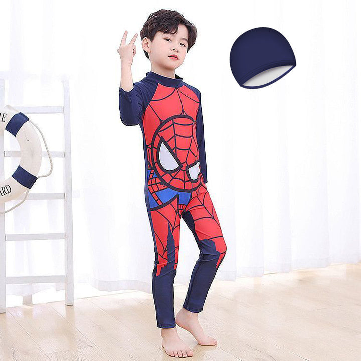 Jungen UV-Schutz Schwimmanzug mit langen Ärmeln und süßem Dinosaurier-Motiv Drune