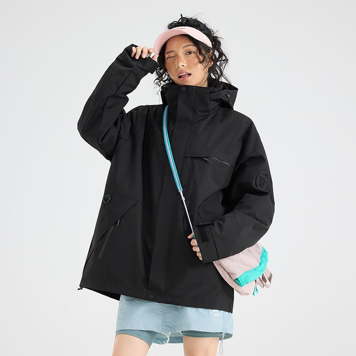 Herren Wasserdichte Outdoor-Softshelljacke mit Kapuze, hohem Stehkragen & Reißverschlusstaschen Drune