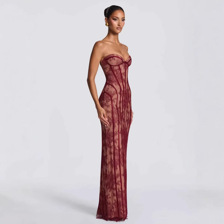 Damen Abendkleid mit raffinierten Spitzen-Details Drune