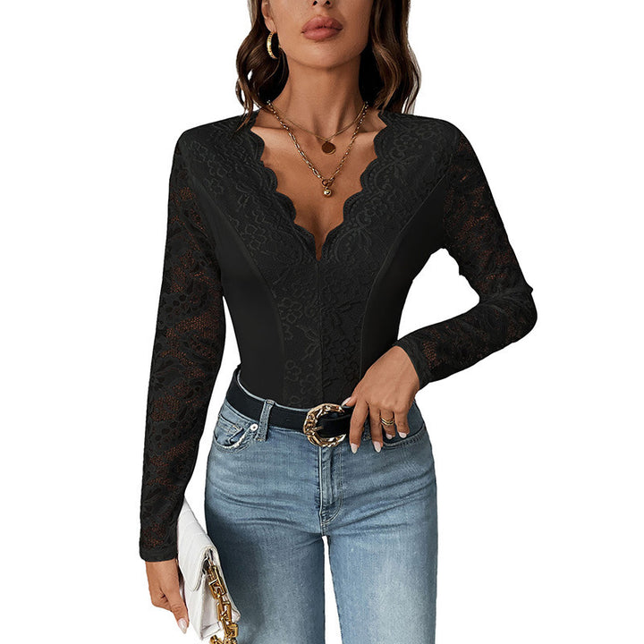 Damen Eleganter Spitzen-Bodysuit Drune