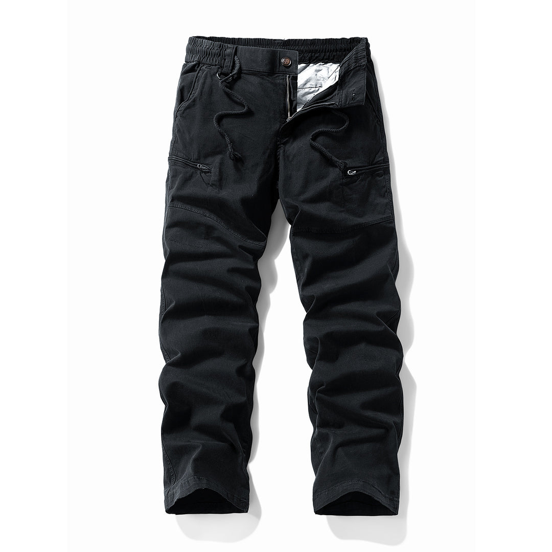 Herren Komfort-Canvas-Cargo-Hose mit elastischem Tunnelzugbund, Kniepaneelen und Multifachtaschen Drune