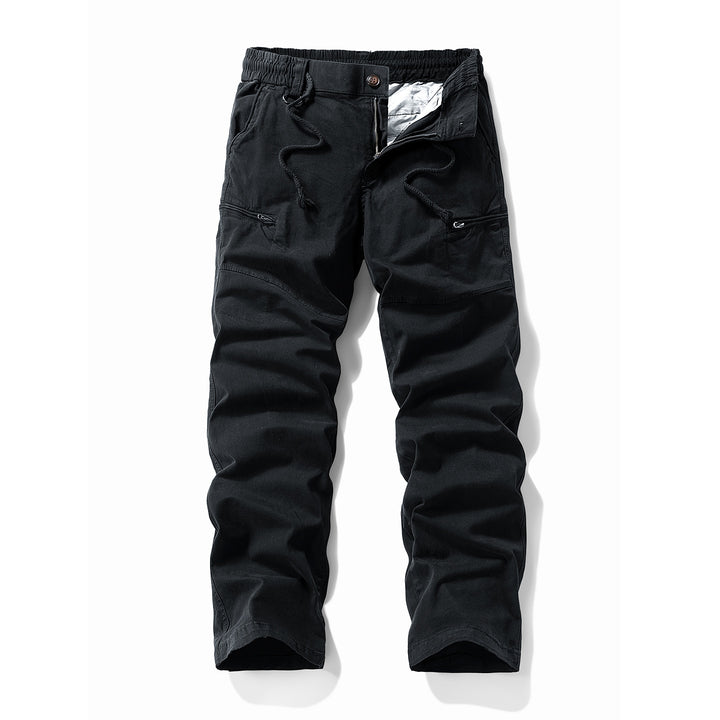 Herren Komfort-Canvas-Cargo-Hose mit elastischem Tunnelzugbund, Kniepaneelen und Multifachtaschen Drune