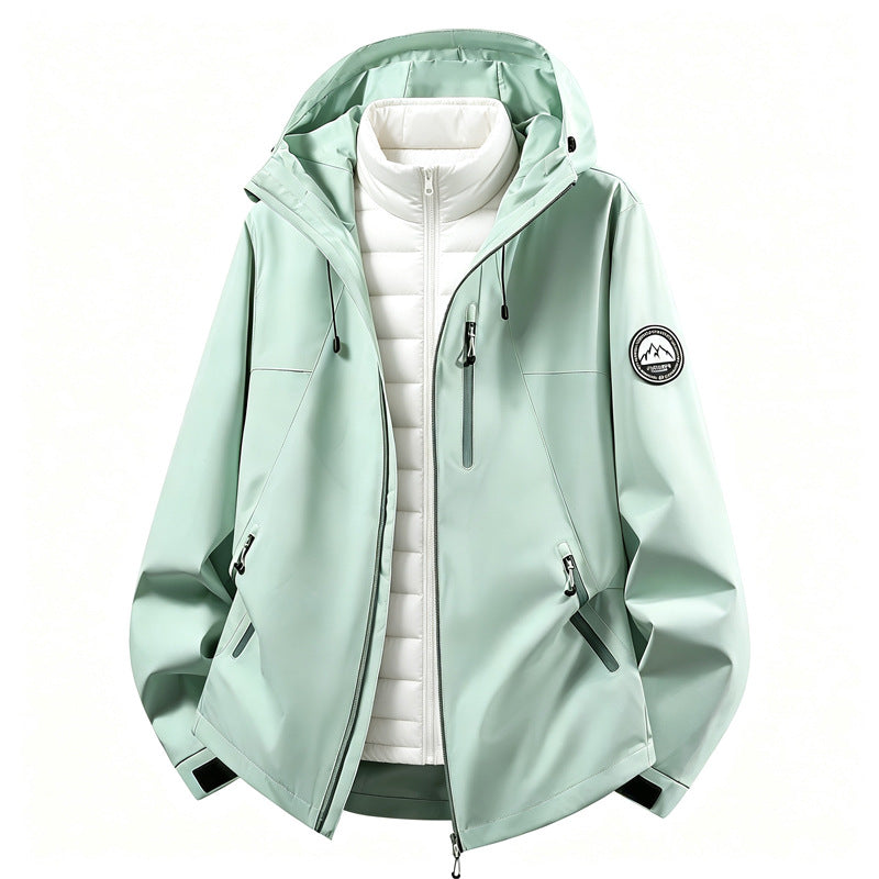 Damen kombinierbare Softshell Outdoorjacke mit abnehmbarer Steppinnenjacke Drune