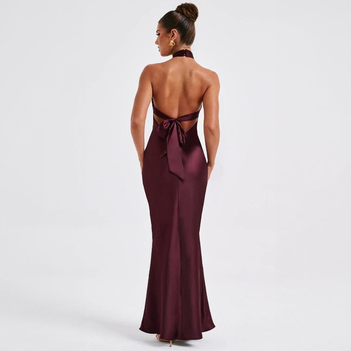 Damen Elegantes Maxikleid mit raffinierter Wickeloptik und schulterfreiem Design Drune