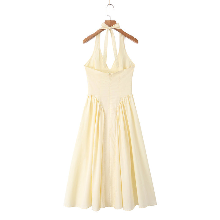 Damen Maxi-Kleid mit elegantem V-Ausschnitt und raffinierten Falten Drune