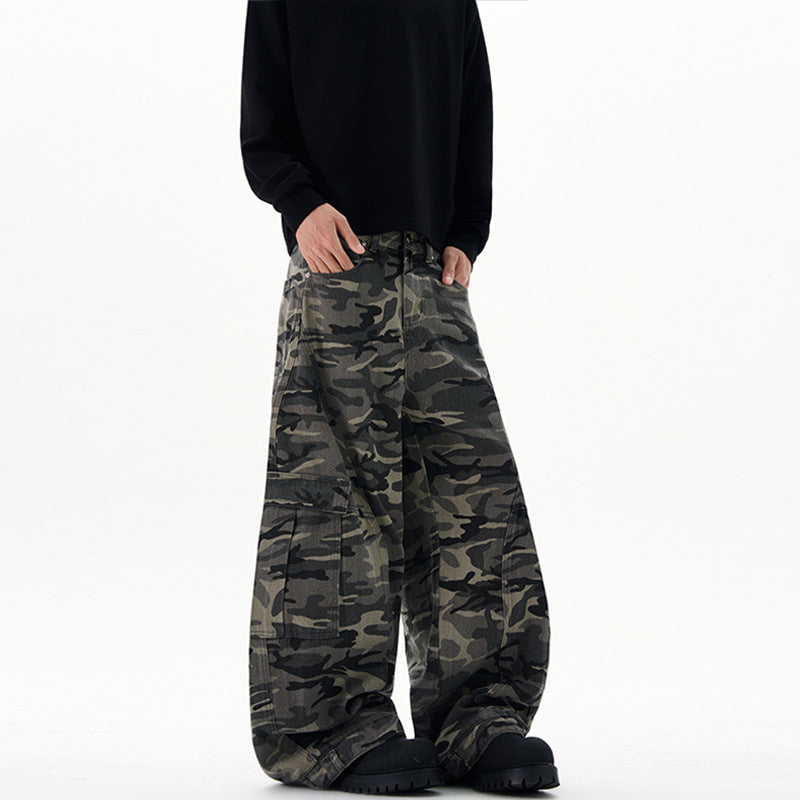 Herren Ultraweite Cargohhose im Baggy‑Cut mit tiefem Schritt Drune