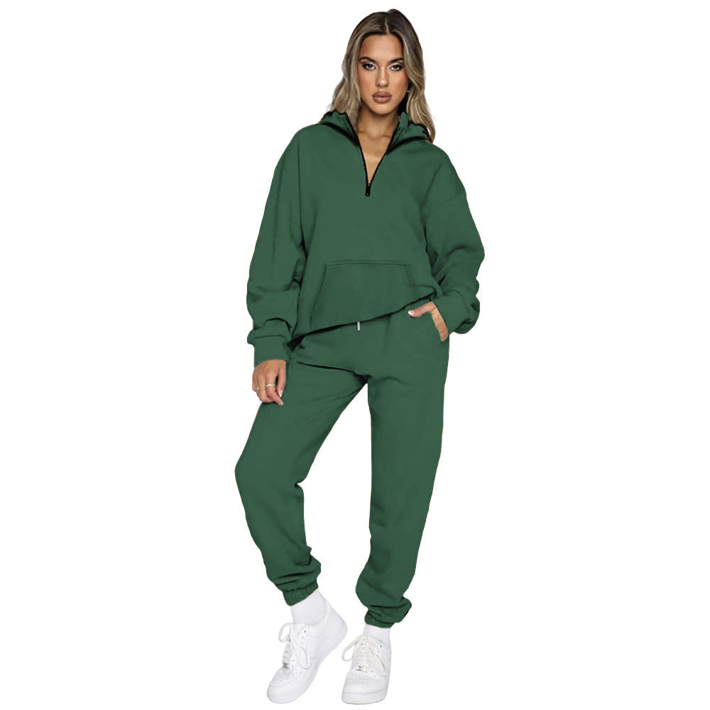Damen bequemer Sweatanzug mit modernem Reißverschluss und praktischen Taschen Drune
