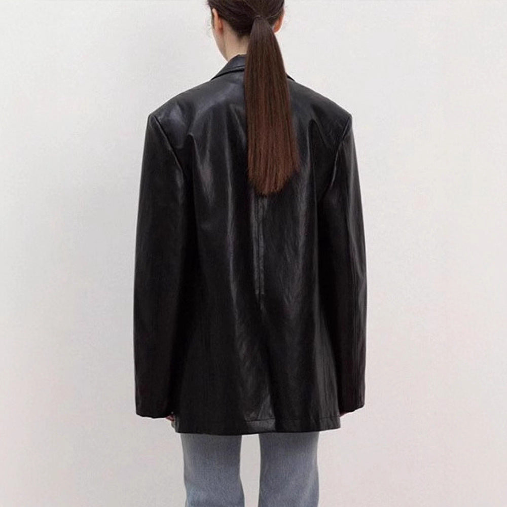 Damen Oversized Kunstlederblazer Drune