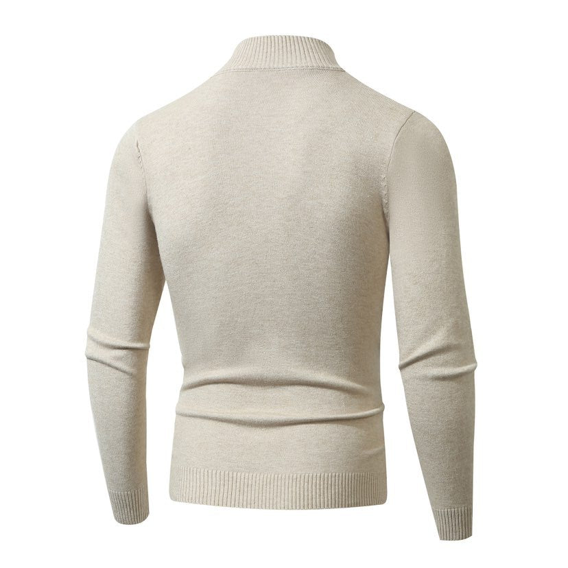 Herren Schmal geschnittener Feinstrick‑V‑Neck-Pullover mit Rippbund und atmungsaktiver Baumwollmischung Drune