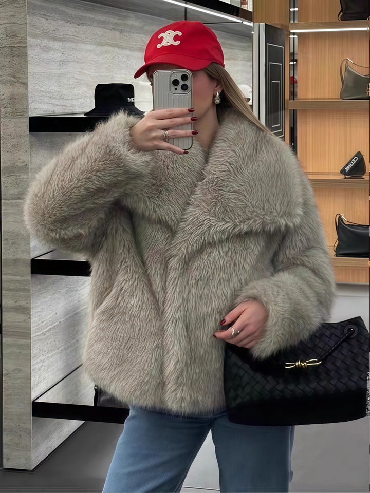 Damen Kuschelige Kunstpelzjacke Drune