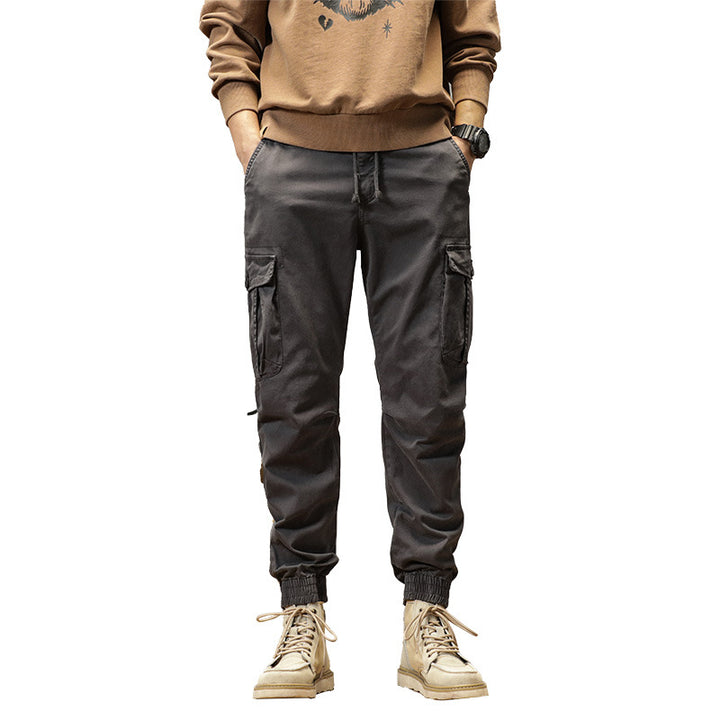 Herren Robust-Canvas Cargo-Jogger mit elastischem Kordelbund, aufgesetzten Utility-Taschen und gerippten Bündchen Drune