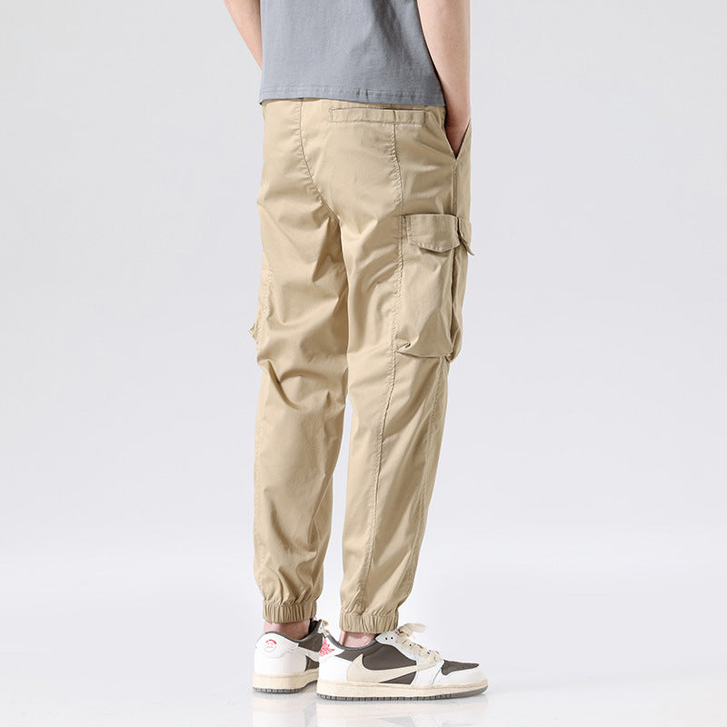 Herren Leichte Utility-Cargohose im Joggerstil mit integriertem Gürtelband und Reißverschlusstaschen Drune