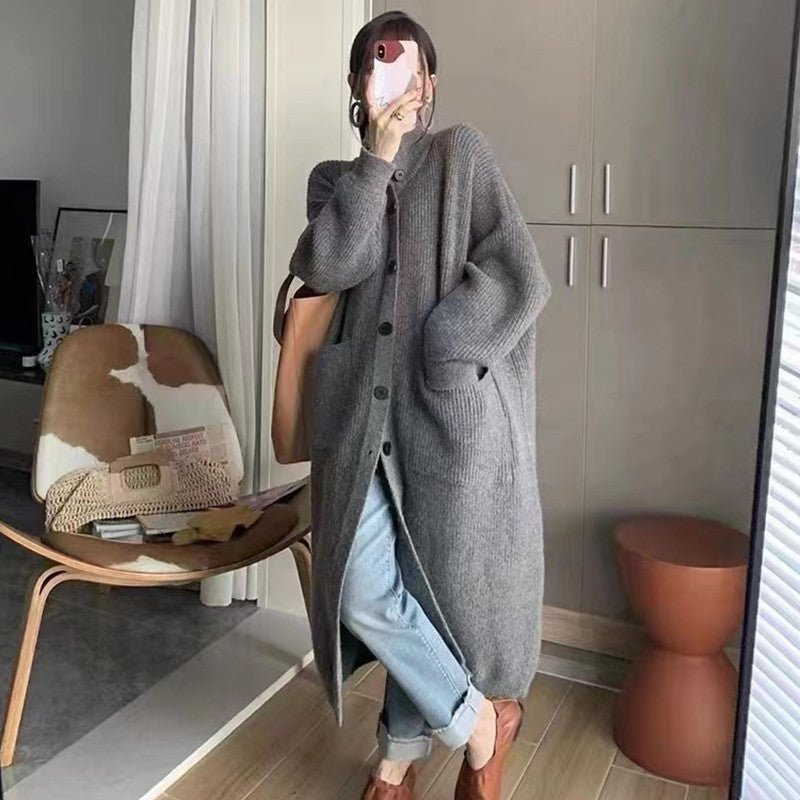 Damen Großer Strickcardigan mit Knopfverschluss und Taschen Drune
