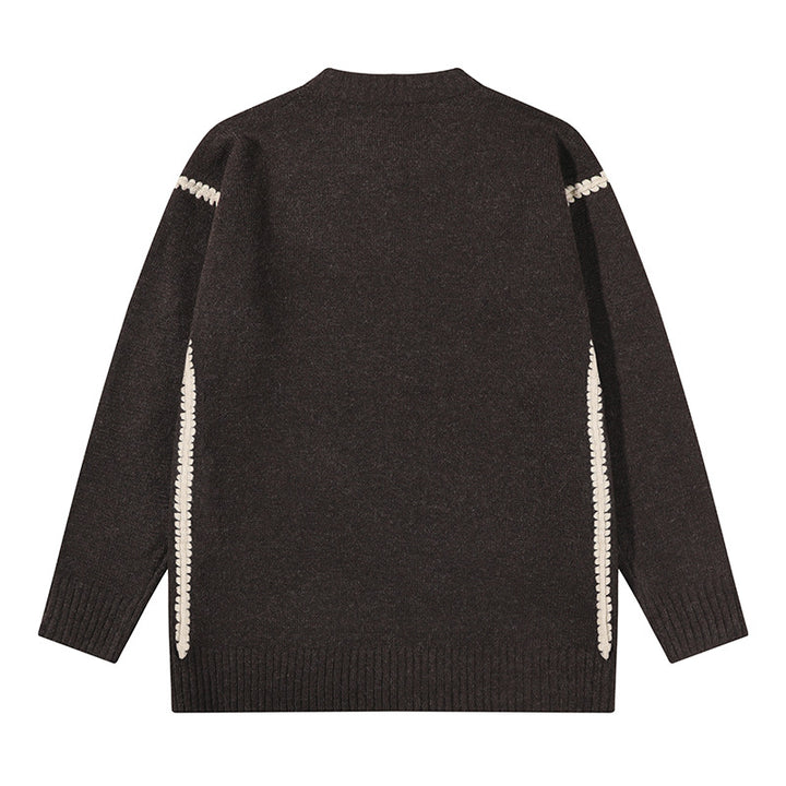 Unisex Oversize Feinstrick-Pullover mit Rundhalsausschnitt und Rippenbündchen Drune