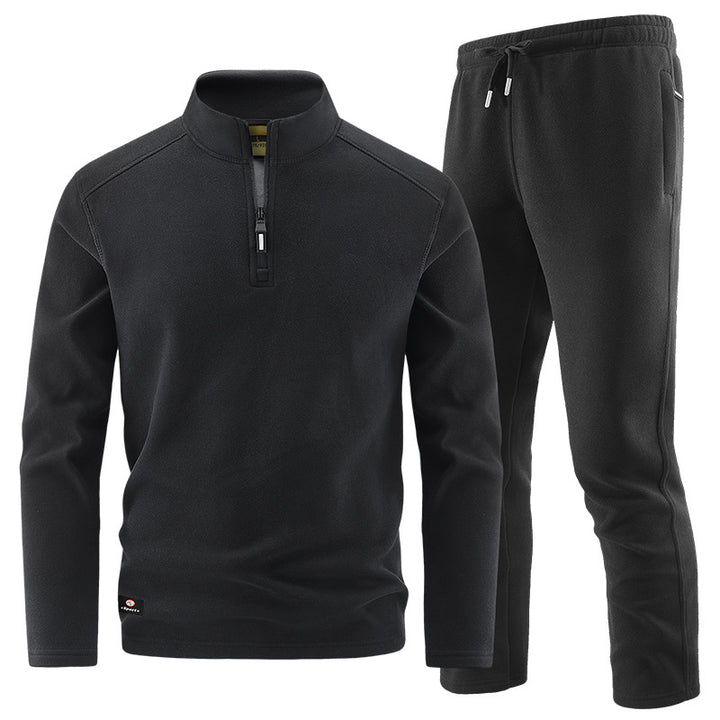 Herren Fleece-Trainingsset mit Stehkragen und Elastikbund Drune