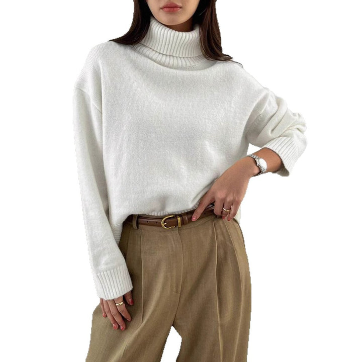 Damen Oversize Rollkragen-Feinstrickpullover mit Raglanärmeln und seitlichen Schlitzen Drune