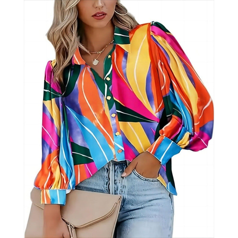 Damen auffällige Bluse mit strukturierten Ärmeln Drune