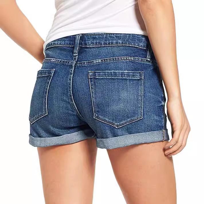 Damen Destroyed Denim-Shorts im lässigen Freizeitstil Drune