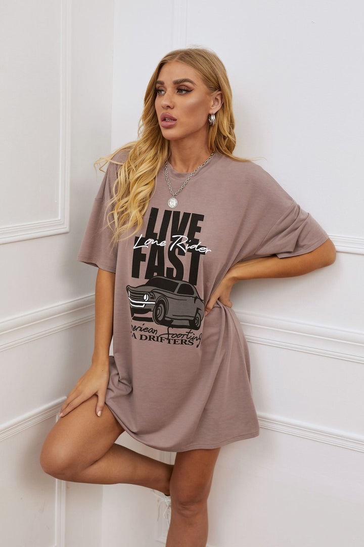 Damen lässiges T-Shirt mit grafischem Motiv und oversized Schnitt Drune