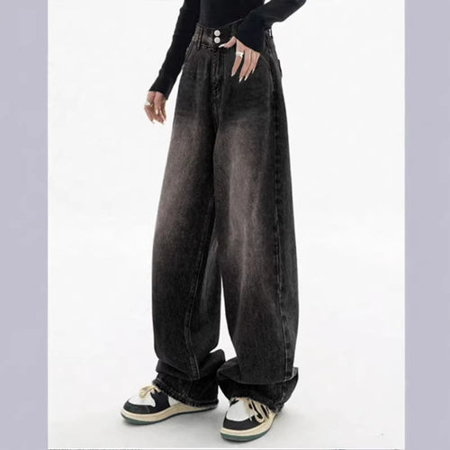 Damen Extraweite High‑Waist Denim‑Baggy‑Jeans mit verlängertem Saum Drune