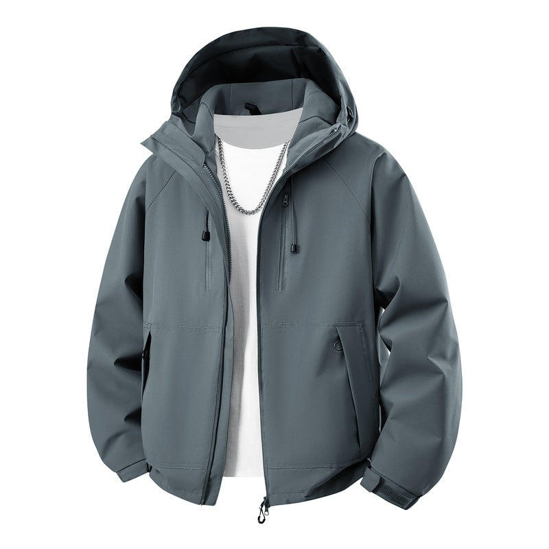 Herren matte Softshell-Kapuzenjacke mit verschweißten Nähten, Zweiwege-Reißverschluss und verstellbarem Kordelsaum Drune