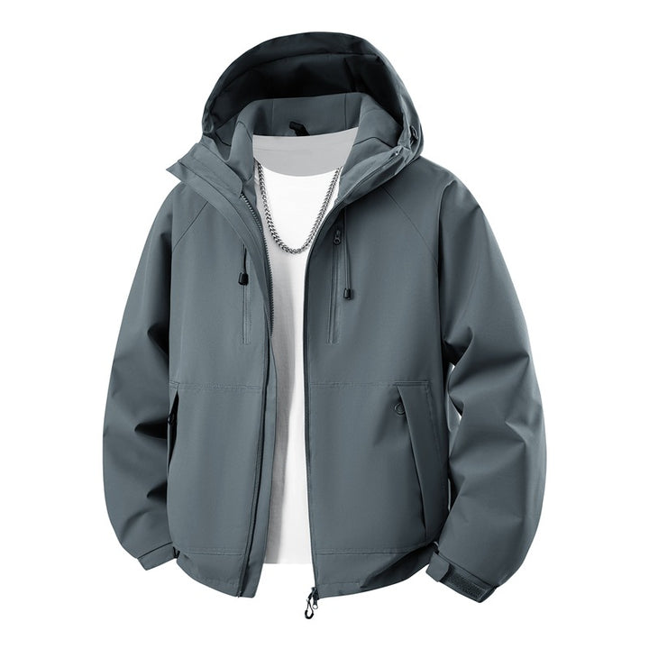 Herren matte Softshell-Kapuzenjacke mit verschweißten Nähten, Zweiwege-Reißverschluss und verstellbarem Kordelsaum Drune