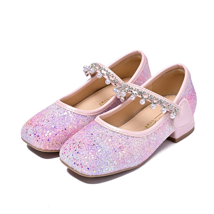 Mädchen Glitzernde Mary Jane Ballerinas mit Perlen und Schleifendekor Drune