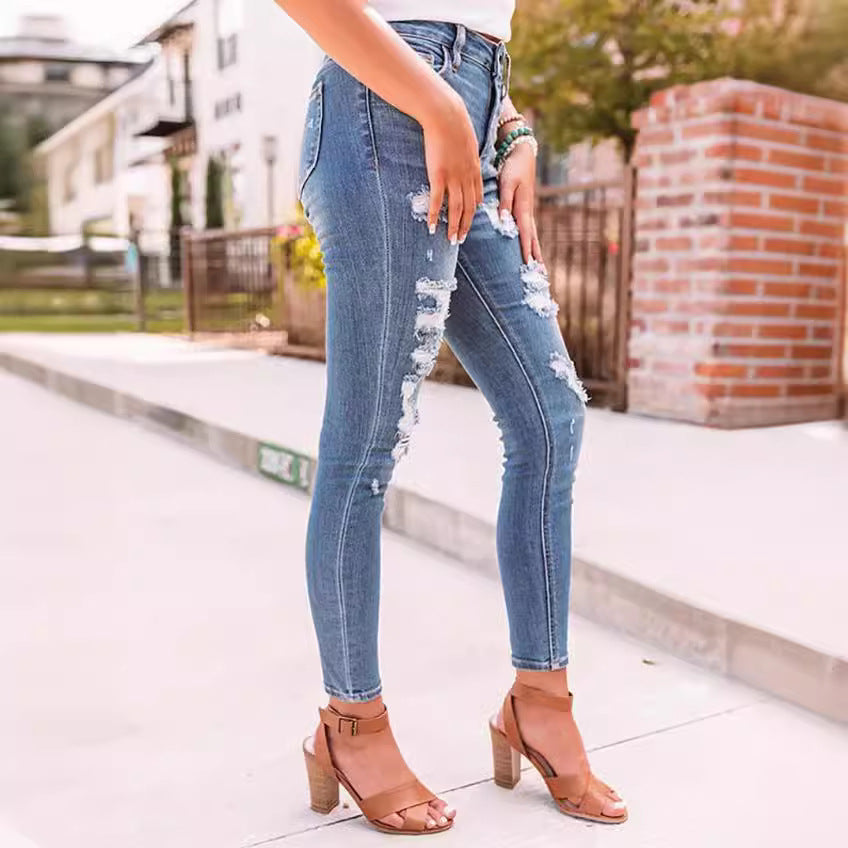 Damen Skinny Jeans mit modischen Destroyed-Effekten Drune