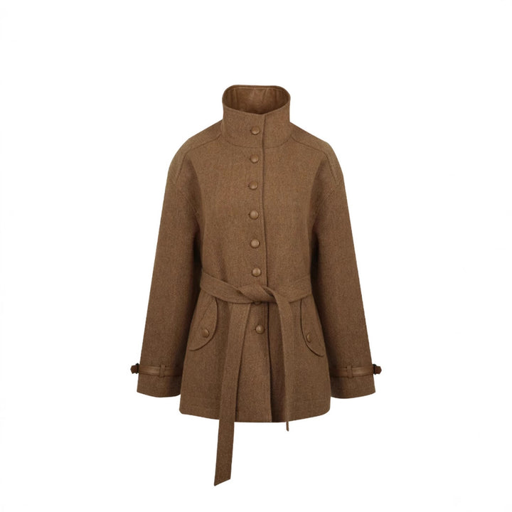 Damen Elegante und bequeme Wolljacke mit hohem Kragen Drune