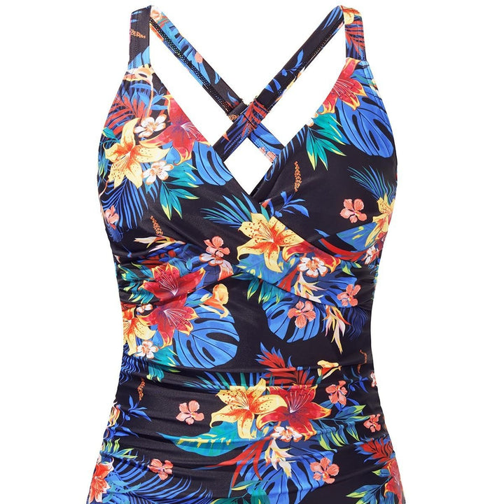 Damen Sportliches Tankini-Oberteil mit floralem Schnitt Drune