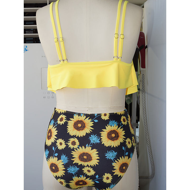 Damen Badeanzug mit modischem Lagenlook und floralem Unterteil Drune