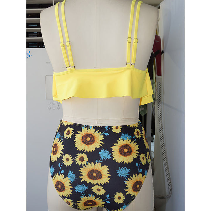 Damen Badeanzug mit modischem Lagenlook und floralem Unterteil Drune