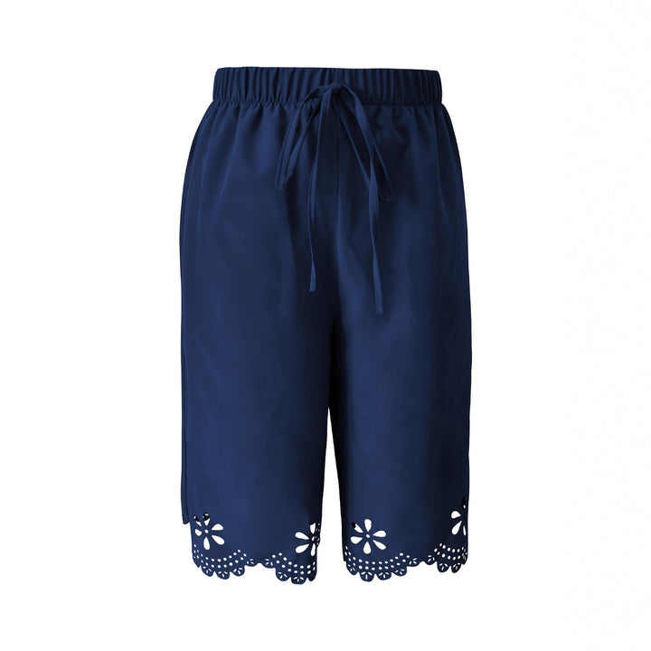 Damen Weite Culotte mit elegantem Lochmuster und elastischem Bund Drune