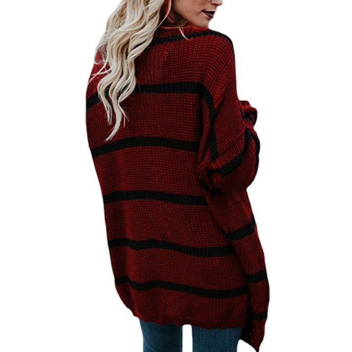 Damen Grobstrickpullover mit lässigem Streifenmustern Drune
