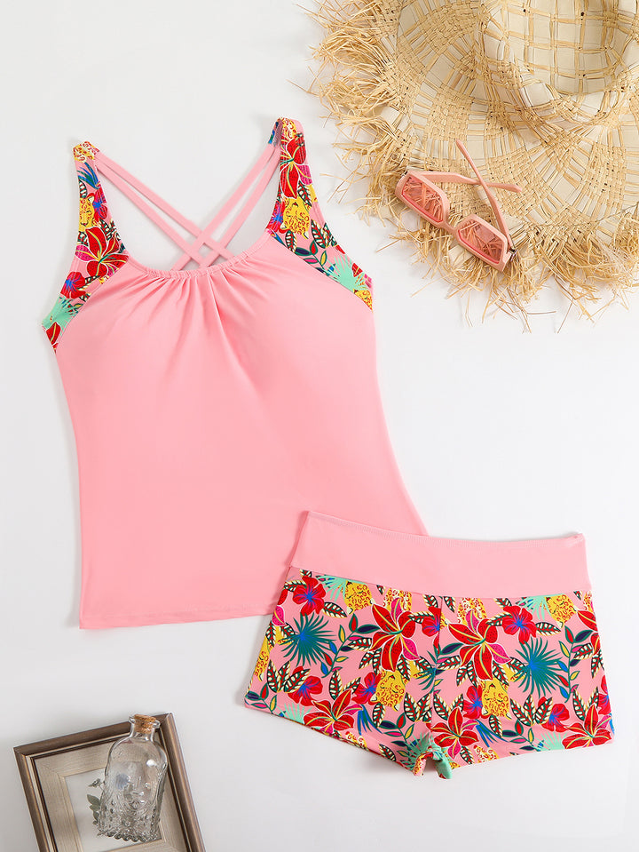 Damen Tankini-Set mit sportlichem Schnitt und floralem Design Drune