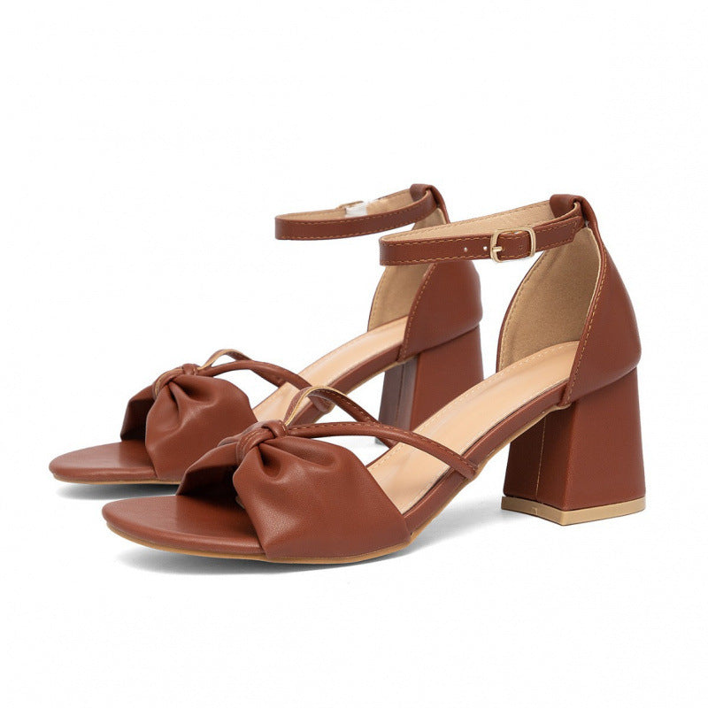 Damen Elegante Riemchen-Sandalen mit Schleifen-Detail und robustem Absatz Drune