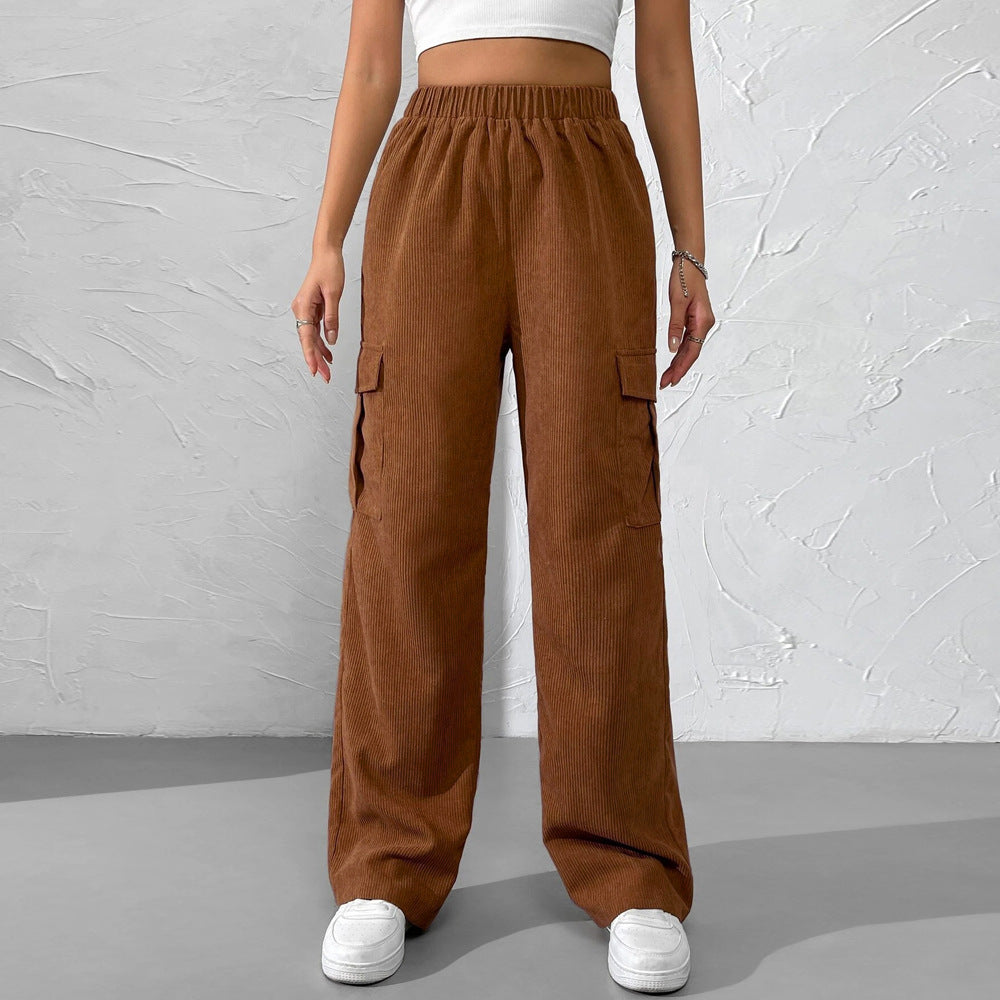 Damen Cargohose aus samtigem Material mit elastischem Bund und praktischen Seitentaschen Drune