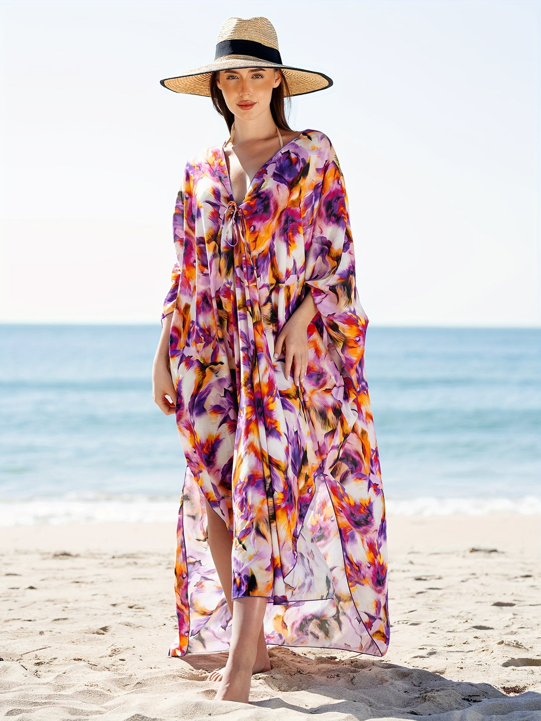 Damen Strandkleid mit lässigem Schnitt und floraler Musterung Drune