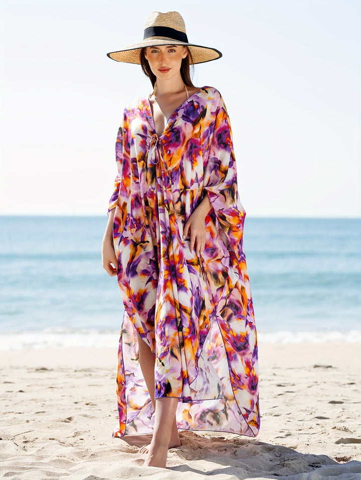 Damen Strandkleid mit lässigem Schnitt und floraler Musterung Drune