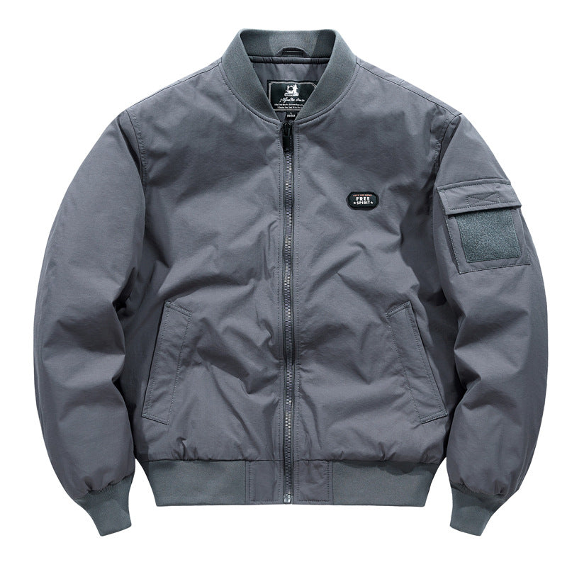 Herren Leichte Utility-Bomberjacke mit Ärmel‑Pattentasche und Rippbündchen Drune