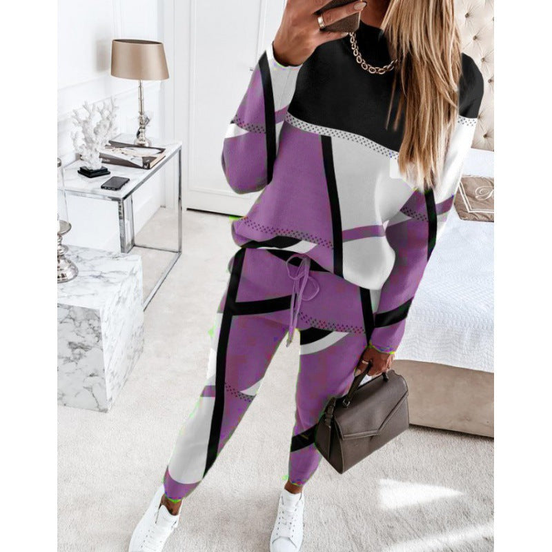 Damen trendy Sweatanzug mit grafischem Muster Drune