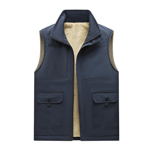 Herren Gefütterte Outdoor‑Utilityweste mit Teddy‑Inlay und Frontklappentaschen Drune