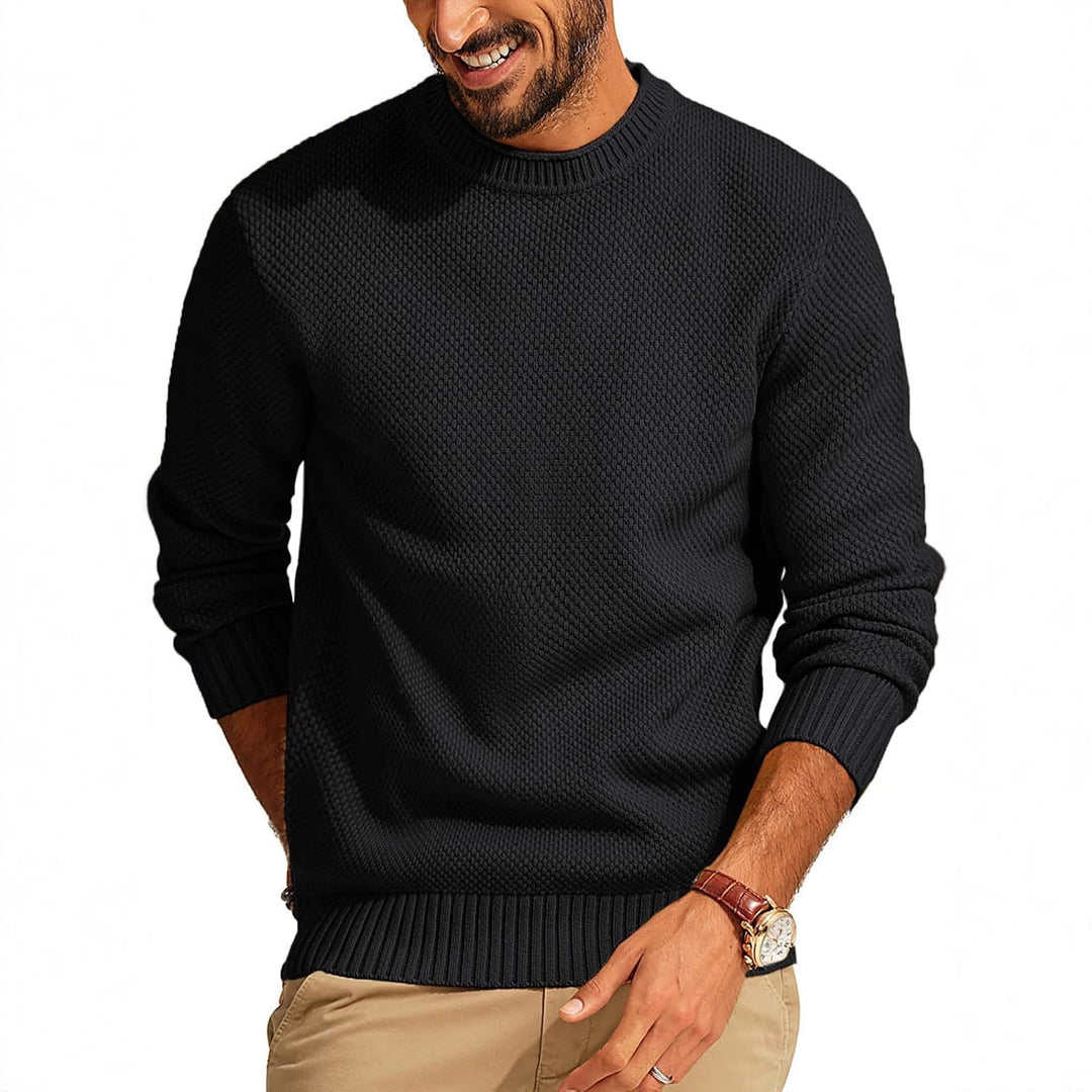 Herren Waffelstrick-Pullover mit Rundhalsausschnitt Drune