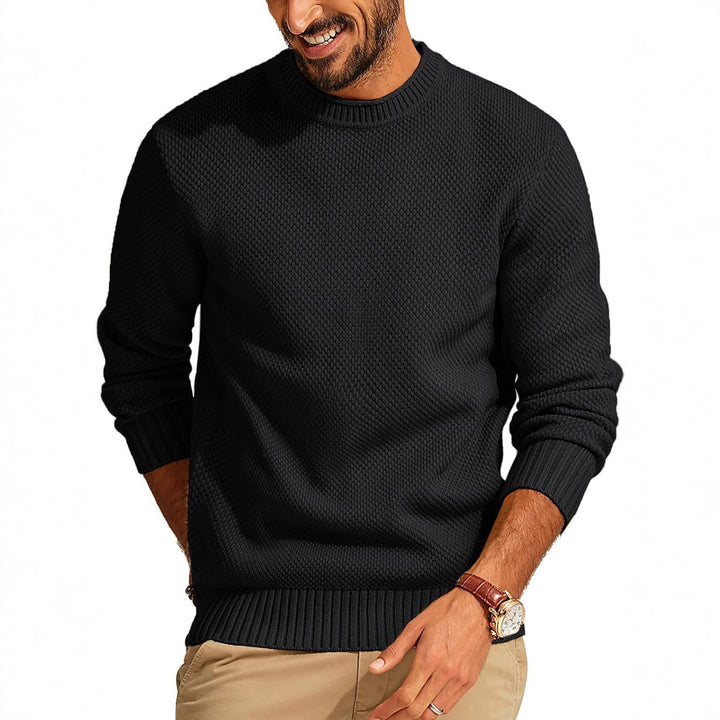 Herren Waffelstrick-Pullover mit Rundhalsausschnitt Drune